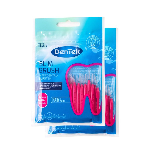 2x Interdental Brushes Pack of 32 Extra Fine DenTek 2-3 mm Slim Brush Value Pack
