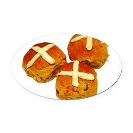CafePress Hot Cross Buns_Tr Euro Oval Car Bumper Magnet