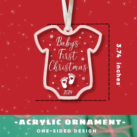 Baby Girl First Christmas Ornament - Baby Girl First Christmas Ornament, Baby Girl Ornament, Baby Girl 1st Xmas Ornament - Babys First Christmas Ornament 2024 Girl - 2 Layer Acrylic Baby Girl Ornament
