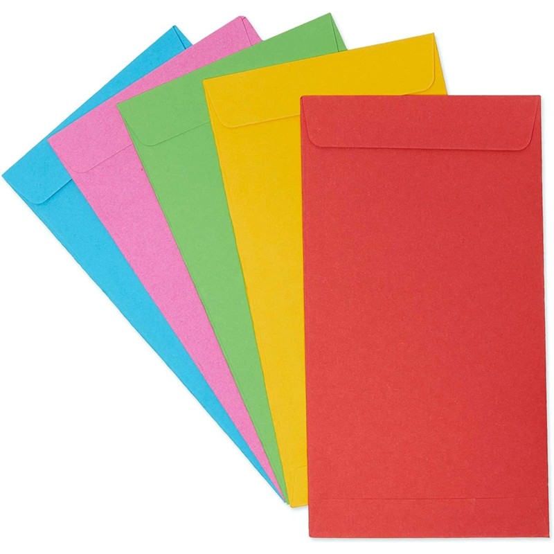 100 Pack Colorful Money Envelopes for Cash, Payroll, Money Saving,
