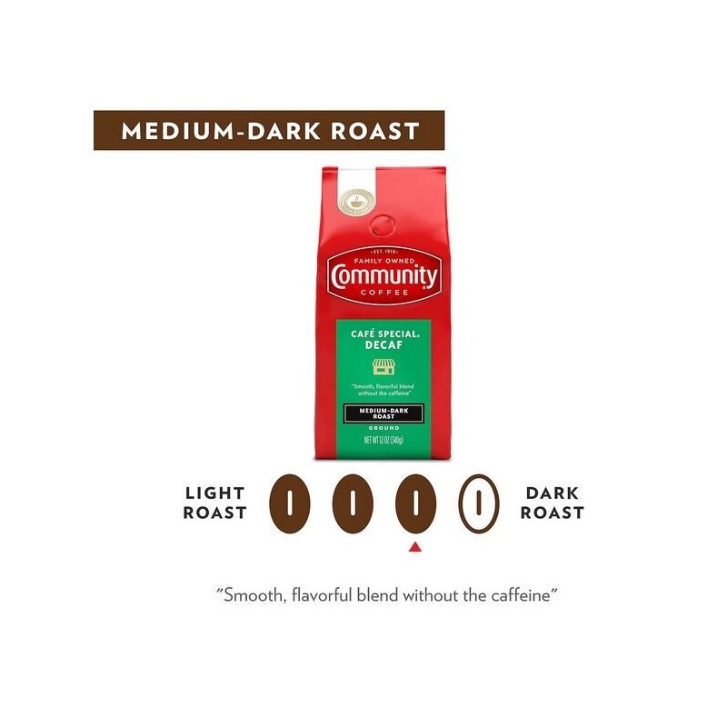 Community Coffee Café Special Decaf Ground Coffee, Medium Dark Roast,