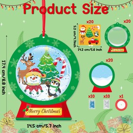 WATINC Christmas DIY Shaking Ornament Snow Globe Craft Kit, 20Pcs Winter Snowglobe Hanging Ornaments with Glitter Sequins Sugar Papers, Snowman Tress Hanging Craft Decor for School (Merry Christmas)