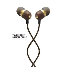 House of Marley Smile Jamaica In-Ear Headphones - Sustainably Crafted, Eco-Friendly, Noise Isolating Wired Earphones, 9.2mm Driver, Tangle-Free Cable, 1 Button Microphone Control - Brass
