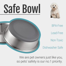 PEGYY11 Nonslip Stainless Steel Dog Bowls, 3.8 US Cup, 2 Count