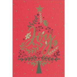 Pictura Joy: Tree Shape Made From Vines on Red Background Christmas Card