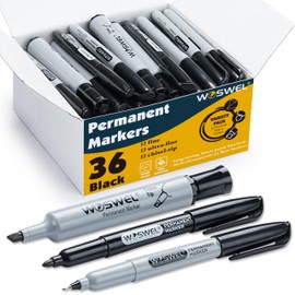 Woswel Permanent Markers 36 Variety Pack Bulk,Featuring Ultra-Fine,Chisel Tip,And Fine Tip Marker Set,Writing And Poster Black Markers,Works on Plastic,Wood,Stone,Metal and Glass for Doodling, Marking