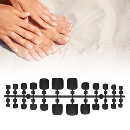 False Toe Nails, Lightweight Artificial Toe Nail Wraps for Weddings (Black)
