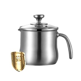 KLLKR Olla para Leche de Acero Inoxidable con Pico vertedor, Cacerola con Tapa, sin Revestimiento Mango de Acero Inoxidable Reforzado para hervir Leche, Salsa, Salsas