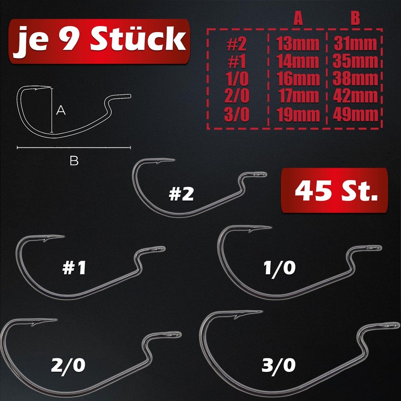 Paradox Fishing Premium Offset Hooks Set of 45 I Each