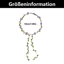 2 Stück Blumenkranz Haare, Blumenkränze Fürs Haar, Stirnband, für Mädchen Hochzeit Festival Haarschmuck(Weiß + Lila)