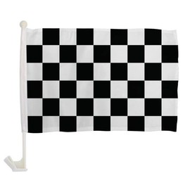 Black & White Checkered Single-Sided Car Flag - 1 Dozen Pack