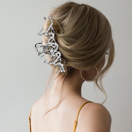 CROWN GUIDE-Pinzas para el pelo grandes para cabello grueso, largo, para mujeres y niñas, pinzas para la mandíbula con diamantes de imitación, pinzas para el pelo jumbo, pinzas para el pelo bonitas, p