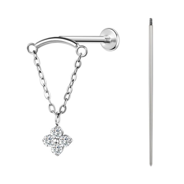 BodyAce ASTM F136 Titanium Helix Piercings Stud Earrings, 16G Flatback