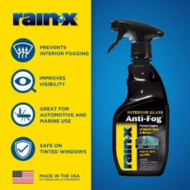 Rain-X 630046 Interior Glass Anti-Fog, 12 oz. - Prevents Fogging of Interior Glass and Mirrors, Usable on Both Automobiles and Marine Vehicles