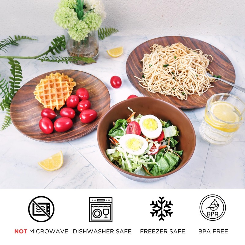 TP 12-Piece Dinnerware Set, Melamine Dishes Set with Bowls and