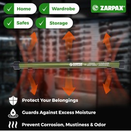 ZARPAX 2 Pack Gun Safe Dehumidifier Rod | Dehumidifier Rod For Enclosed Spaces, Gun Safe & Vault, Cabinets | Protect Valuables & Stop Humidity, & Moisture | Foldable, 4 Mounting Brackets | 12''/30cm