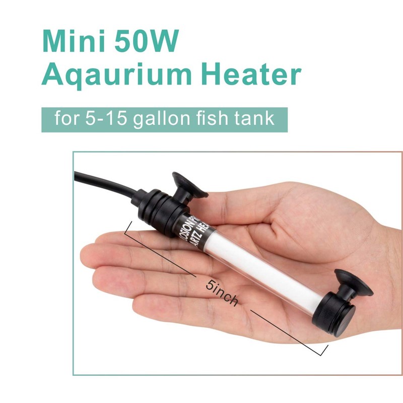 hygger 50W Mini Inline Quartz Glass Aquarium Heater with External
