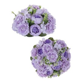 Bolas de flores para centros de mesa de boda, peonía: 2 bolas de flores artificiales púrpuras, diseño de bolas de flores falsas para fiestas, aniversario, hogar, color blanco
