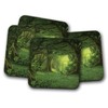 4 Set - Beautiful Ancient Forest Cork Backed Drinks Coaster