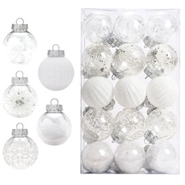 ZANZER 30PCS Christmas Ball Ornaments,60mm/2.36 Inch Shatterproof Christmas Tree Decoration Xmas Plastic Baubles Ornaments Decorative Hanging Ornaments for Holiday Wedding Party Decorstions (White)