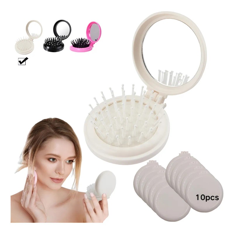 10pcs Espejos De Bolsillo Para Maquillaje Portátil Con Peine