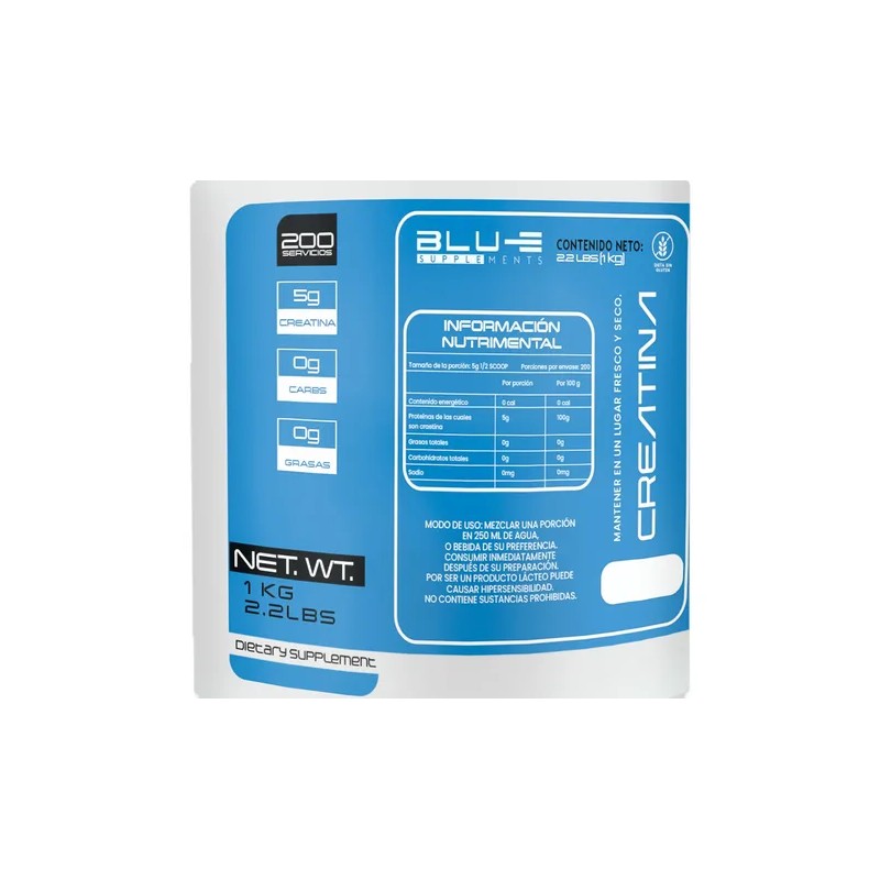Suplemento Creatina Blu-e Monohidratada 1k 200 Servicios