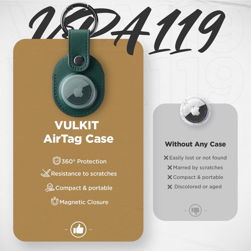 VULKIT AirTag Holder Keychain Full Coverage Protective Case Compatible with