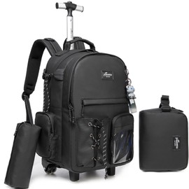 Oruiji Rolling Backpack for Girls Backpack with Wheels Girls Backpack with Lunch Box Set 3 in 1 Wheeled Backpack for school Backpacks for Teens Girls Pink Backpack for Girls Back to School Supplies