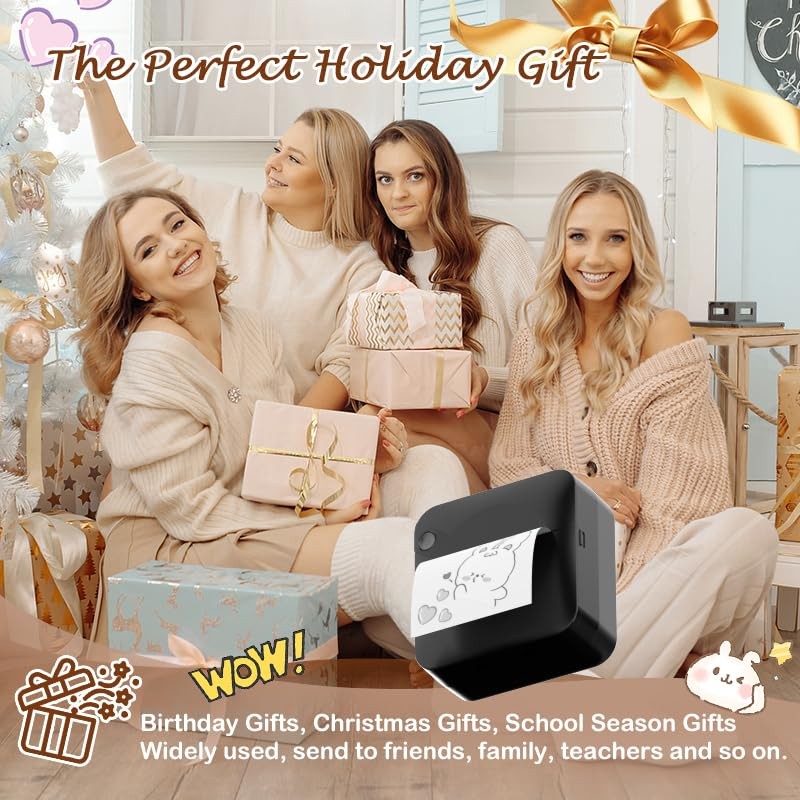 HuiJuKeJi Mini Thermal Inkless Printer,Smart Bluetooth Pocket Printer with 1