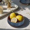 UANYEMON Blue Ceramic Decorative Bowl, Rustic Oval Display Dish for