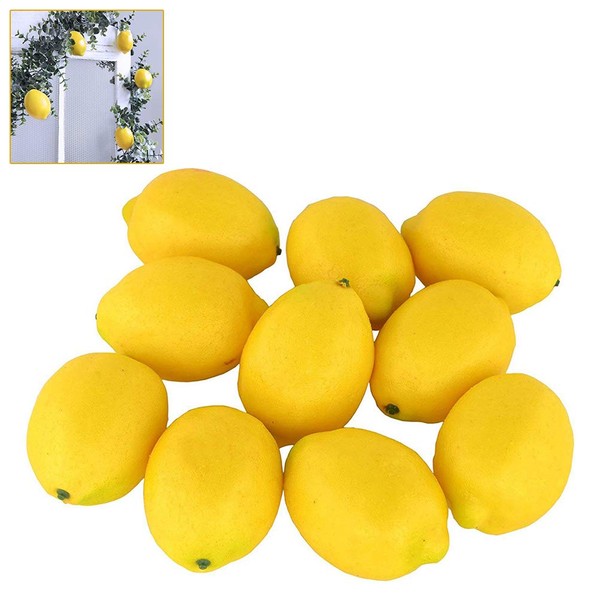 Tumnea Artificial Lemons, Artificial Fruits, Artificial Yellow Lemons for Home, Kitchen, Fake Fruit Bowl, Lemons Wreath, Garland Decoration - 10 Pieces