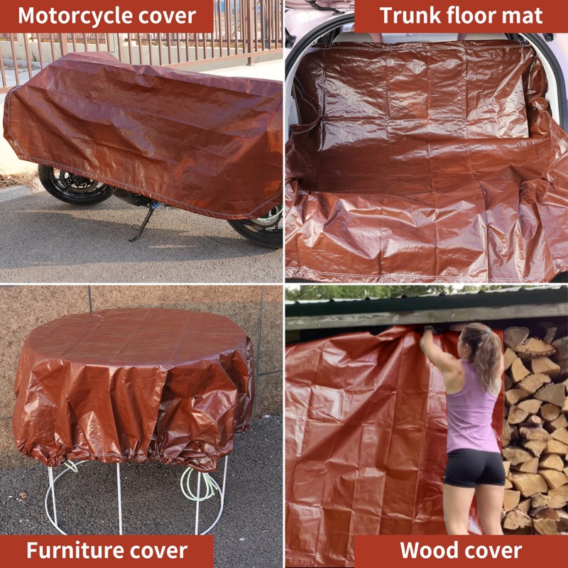 TARPAL 5x5 Feet(2pack) Small tarp with Drawstring Tarp Waterproof Brown