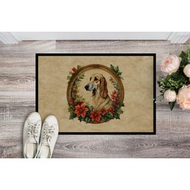 Caroline's Treasures DAC2421MAT Saluki Christmas Flowers Doormat Front Door Mat Indoor Outdoor Rugs for Entryway, Non Slip Washable Low Pile, 18H X 27W