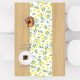 APOMOONS 40 x 140 cm Table Runner Lemon, Polyester Table Runner Summer Yellow Tablecloth Fabric for Indoor and Outdoor Holiday Party Living Room Decor Table Decoration