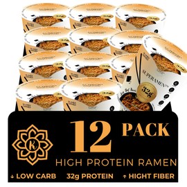 KLDSCP Black Garlic "Chicken" Ramen, 100% Plant Based, Keto Friendly, Low Carb, High Protein, Packaged Noodle Meal Kit, Ready to Eat (12 Pack) (Roasted "Beef")