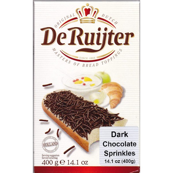 De Ruijter Chocolade Hagel slag Puur (Dark Chocolate Sprinkles) Schokoladen Streusel (Single)