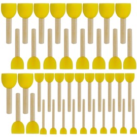 EOGRFW Pack of 40 Sponge Brushes, Foam Brushes, Round Sponges Brush Set, Sponge Dab Brush, Foam Dabbing Brush with Wooden Handle, Sponge Brush Set for Painting, Crafts, DIY, 4 Sizes, Yellow