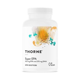 Thorne Super EPA - Omega-3 Fatty Acids EPA 425mg and DHA 270mg Supplement - Support Brain, Cardiovascular, Joints, and Skin - Gluten-Free, Dairy-Free, Soy-Free - 90 Gelcaps