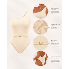 Women’s One-Shoulder One-Piece Swimsuit for Beachwear – Belted Monokini for Resort & Pool Vacations