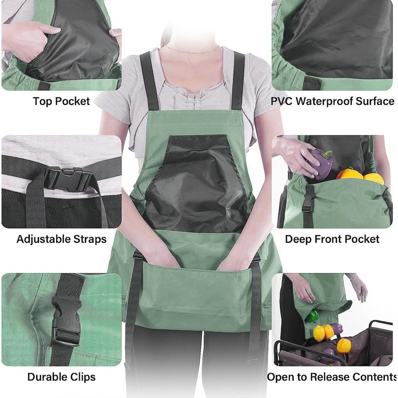 Elfzone Harvesting Apron - Gardening Aprons with Pockets,with Pockets for