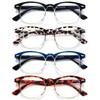 EYEURL 4 Pack Round Reading Glasses for Women Stylish Blue