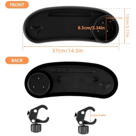 SUEOUX Pram Tray 3 in 1 Drink Holder Pushchair Universal Buggy Accessories Bottle Holder Pram Removable Buggy Accessories Snack Tray for Travel Watch (Black)