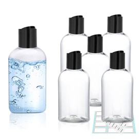 Kitchen GIMS Clear Plastic Travel Bottles for Toiletries With Disc Top Caps - 6 Pack 3.4 oz TSA Approved Containers for Shampoo, Conditioner