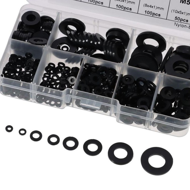 Fudeshe 550Pcs Flat Washers Assortment Kit,Black Durable M2 M2.5 M3