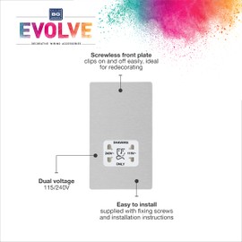 BG Electrical Evolve Dual Voltage Shaver Socket, 115/240V