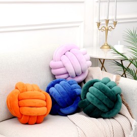 Petrella Knot Pillow Ball Round Throw Pillows Home Decor Cushion Decorative Aesthetic Throw Pillows，Purple 8inch