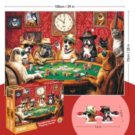 2000 Piece Puzzles for Adults – Funny Dogs Playing Poker Jigsaw Puzzle, Vibrant and Detailed Artwork, Challenging Puzzles for Adults 2000 Pieces, 39" x 28"