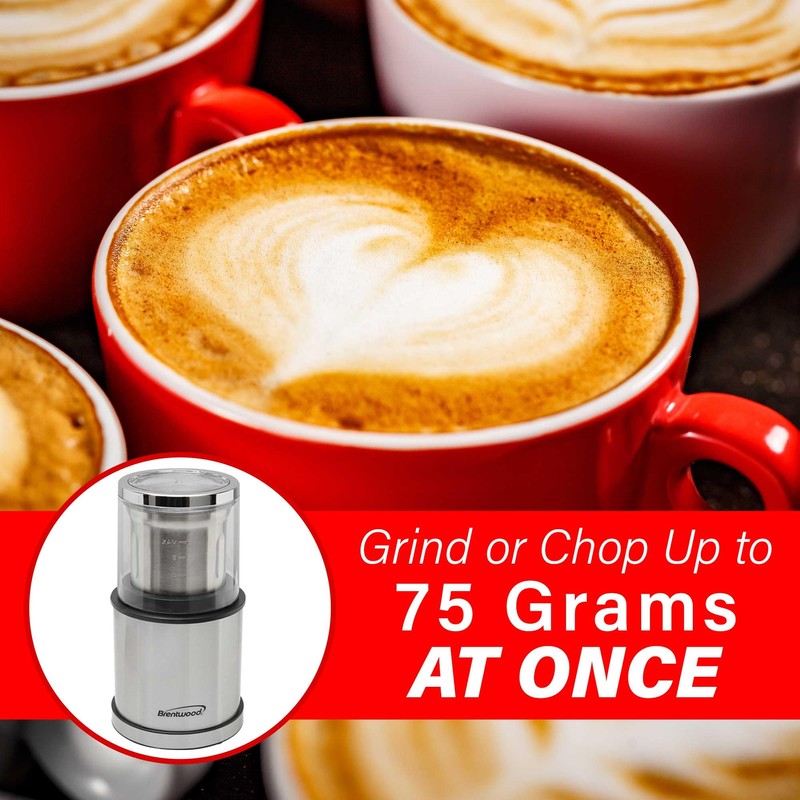 Brentwood CG-162S 75-Gram Electric Wet and Dry Coffee Bean, Herb,