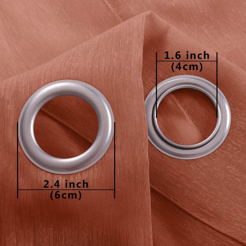 KOUFALL - Cortinas transparentes de lino sintético con ojales, 2