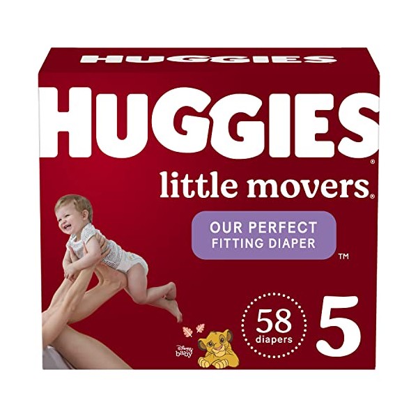 Baby Diapers Size 5, 58 Ct, Huggies Little Movers